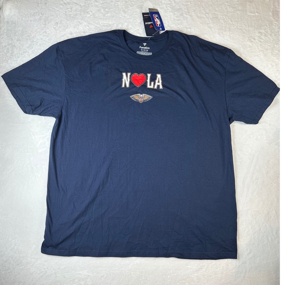 NBA New Orleans Pelicans Fanatics NOLA Heart T-Shirt Navy Blue Mens 3XL NWT